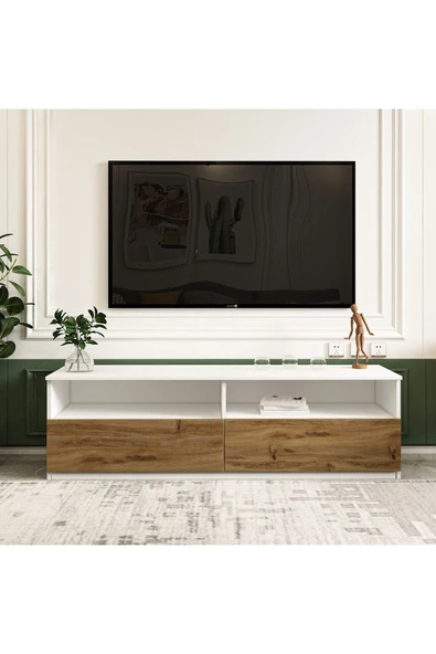 İNARCH DİZAYN Centra Kapaklı Tv Sehpası,Tv Ünitesi Beyaz-Kilim, Ev-Ofis