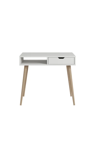 İNARCH DİZAYN Offer Çalışma Masası, Bilgisayar Masası, Çekmeceli Beyaz, Ahşap Ayak, Ev-Ofis - 5