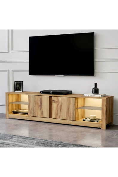 İNARCH DİZAYN Aydos Işıklı, Cam Raflı Tv Ünitesi Kilim, Kapaklı Tv Sehpası, Ev-Ofis - 2