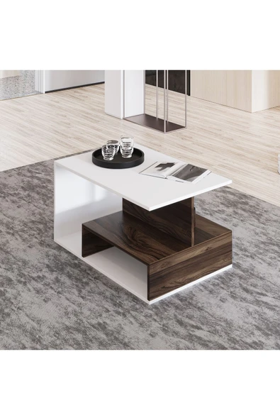 İNARCH DİZAYN Vera S004 Orta Sehpa Beyaz/Sandık Ceviz, Ev-Ofis - 2