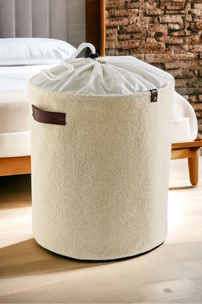 Havlu Kumaş Katlanır Kirli Çamaşır Dolap Içi Oyuncak Düzenleyici Saklama Sepeti 37x40 - 5