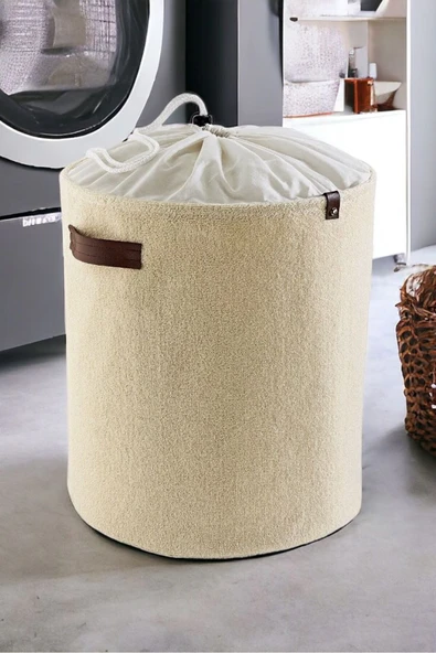 Havlu Kumaş Katlanır Kirli Çamaşır Dolap Içi Oyuncak Düzenleyici Saklama Sepeti 37x40 - 3