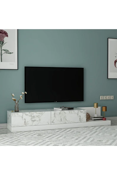 İNARCH DİZAYN Majör Tv Sehpası Orma Mermer/Beyaz - 2
