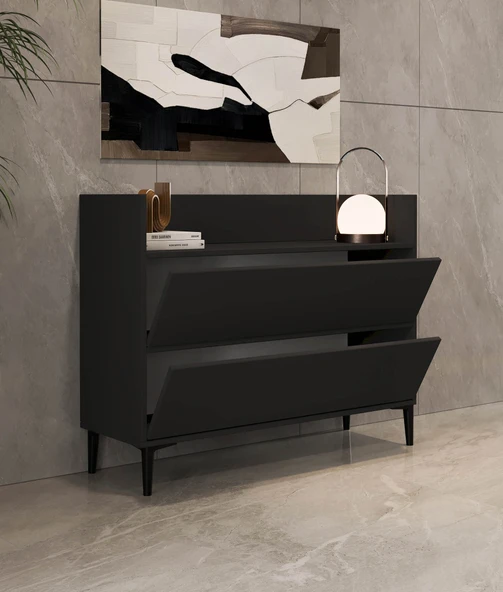 İNARCH DİZAYN Gale Çok Amaçlı Dolap, Dresuar, 2 Kapaklı Dolap, Antrasit, Ev-Ofis - 4