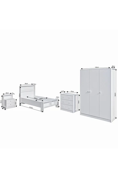 İNARCH DİZAYN Life Genç Odası Takımı Beyaz - 8
