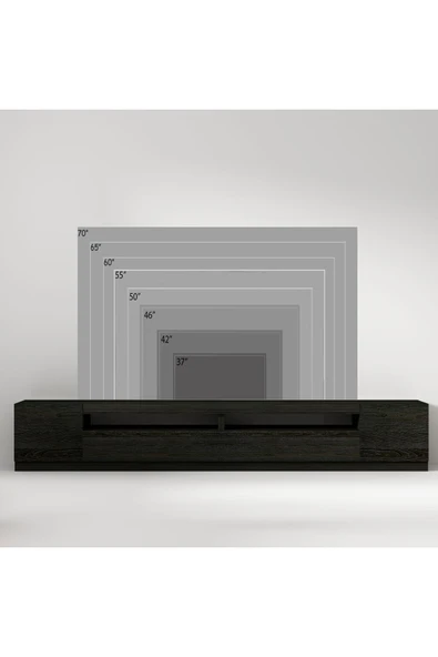 İNARCH DİZAYN T008 Arya Işıklı Tv Sehpası SET Ahşap Siyah - Resim 7