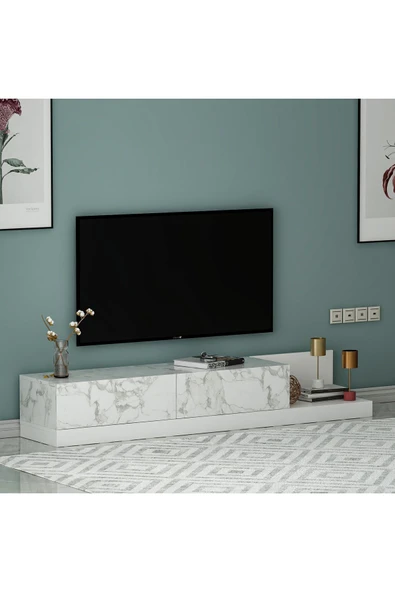 İNARCH DİZAYN Majör Tv Sehpası Orma Mermer/Beyaz - 7