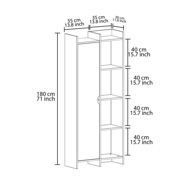 İNARCH DİZAYN Offer Çok Raflı, Tek Kapaklı Kitaplık Gri - 180 Cm, Ev-ofis, Kütüphane - 2