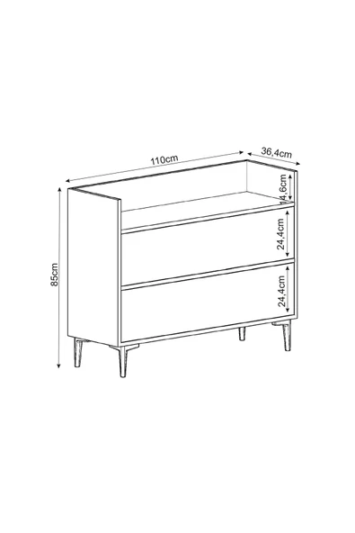 İNARCH DİZAYN Gale Çok Amaçlı Dolap, Dresuar, 2 Kapaklı Dolap, Antrasit, Ev-Ofis - 5