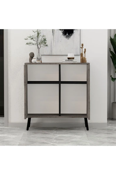 İNARCH DİZAYN Darien Ç001 Çok Amaçlı Dolap Gordion Mermer/Ahşap Siyah - 3