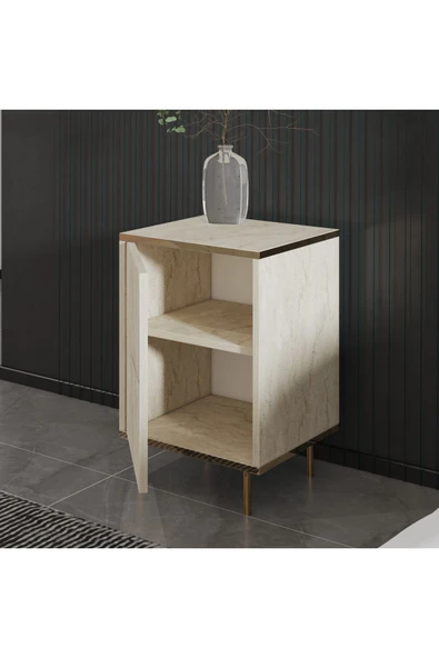 İNARCH DİZAYN İmaj Komodin Orma Mermer/Beyaz Gold - Resim 8