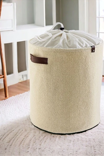 Havlu Kumaş Katlanır Kirli Çamaşır Dolap Içi Oyuncak Düzenleyici Saklama Sepeti 37x40 - 2