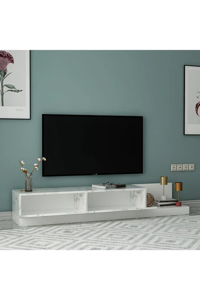 İNARCH DİZAYN Majör Tv Sehpası Orma Mermer/Beyaz - 6