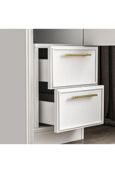 İNARCH DİZAYN Vespera Çıta detaylı, 2 Kapaklı, Çekmeceli Gardırop Beyaz, 60 cm - Resim 5
