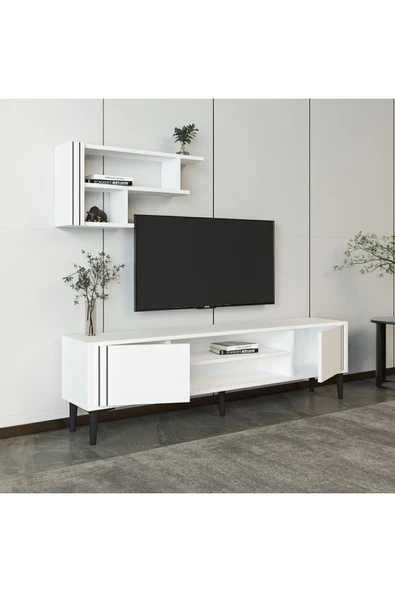 İNARCH DİZAYN Snow Takım Tv Ünitesi Beyaz - Resim 4