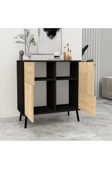 İNARCH DİZAYN Ç001 Darien Çok Amaçlı Dolap Ahşap Siyah/safir Meşe - 3