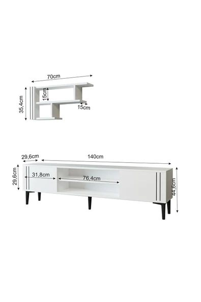 İNARCH DİZAYN Snow Takım Tv Ünitesi Beyaz - Resim 5