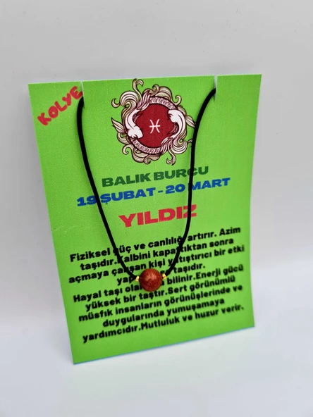 GÜMÜŞTEL EL SANATLARI Sertifikalı Balık Burcu Yıldız Taşı Doğal Taş Kolye - Resim 4