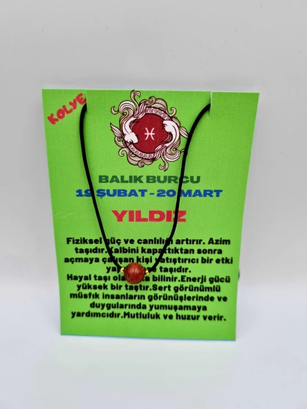 GÜMÜŞTEL EL SANATLARI Sertifikalı Balık Burcu Yıldız Taşı Doğal Taş Kolye ürün görseli 1