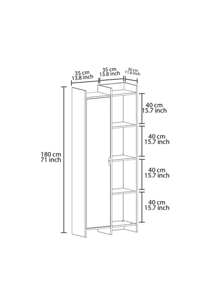 İNARCH DİZAYN Offer Çok Raflı, Tek Kapaklı Kitaplık Beyaz - 180 cm, Ev-Ofis, Kütüphane - 5