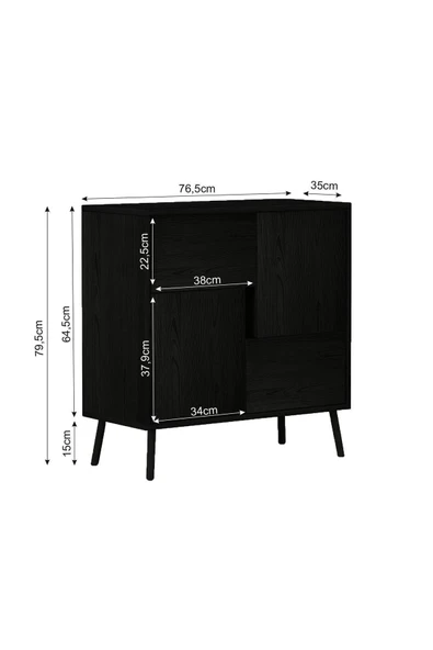 İNARCH DİZAYN Darien Ç001 Çok Amaçlı Dolap Ahşap Siyah - 5