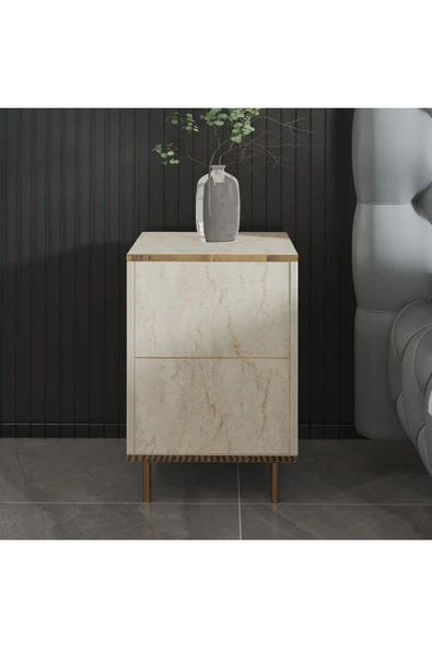 İNARCH DİZAYN İmaj Komodin Traverten/Gold ürün görseli