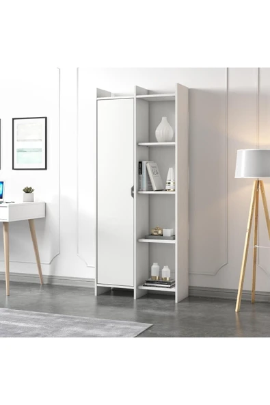 İNARCH DİZAYN Offer Çok Raflı, Tek Kapaklı Kitaplık Beyaz - 180 cm, Ev-Ofis, Kütüphane - 3