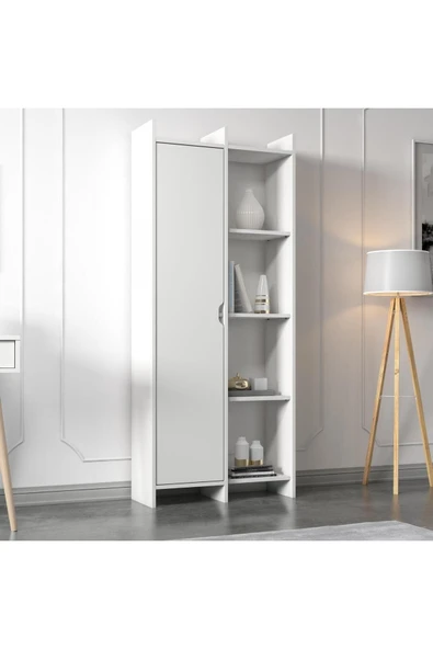 İNARCH DİZAYN Offer Çok Raflı, Tek Kapaklı Kitaplık Beyaz - 180 cm, Ev-Ofis, Kütüphane - 2