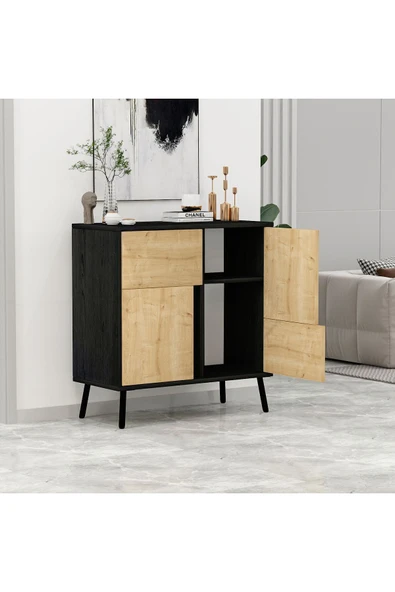 İNARCH DİZAYN Ç001 Darien Çok Amaçlı Dolap Ahşap Siyah/safir Meşe - 6