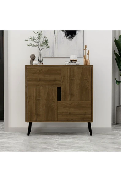 İNARCH DİZAYN Darien Ç001 Çok Amaçlı Dolap Ceviz/Ahşap Siyah - 2