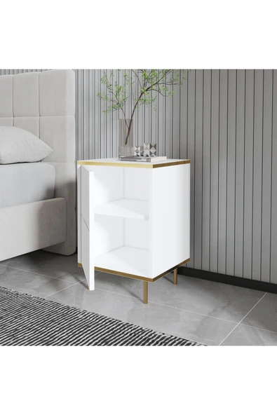 İNARCH DİZAYN İmaj Komodin Beyaz/Gold - Resim 4