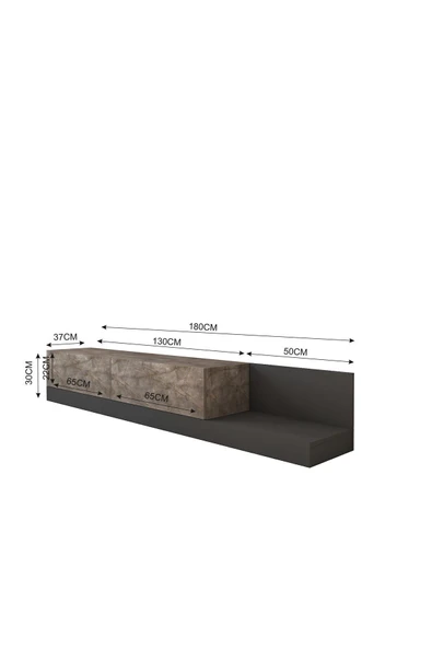 İNARCH DİZAYN Majör Tv Sehpası Gordion Mermer/Antrasit - Resim 5