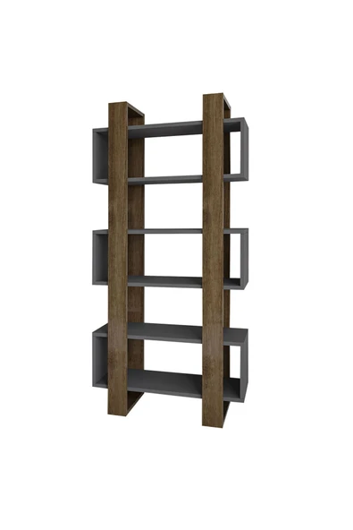 İNARCH DİZAYN Milano Kitaplık, İstanbul Ceviz/Antrasit, Raflı Kitaplık, Kütüphane, Çalışma Odası, Ev-Ofis - 4