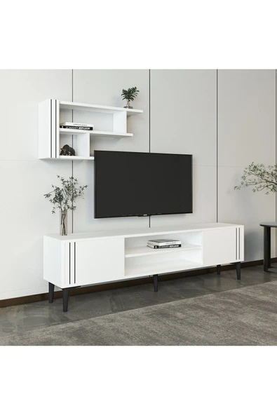 İNARCH DİZAYN Snow Takım Tv Ünitesi Beyaz - Resim 2