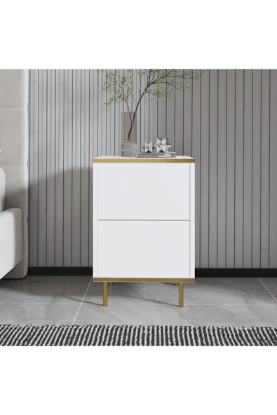 İNARCH DİZAYN İmaj Komodin Orma Mermer/Beyaz Gold - Resim 11