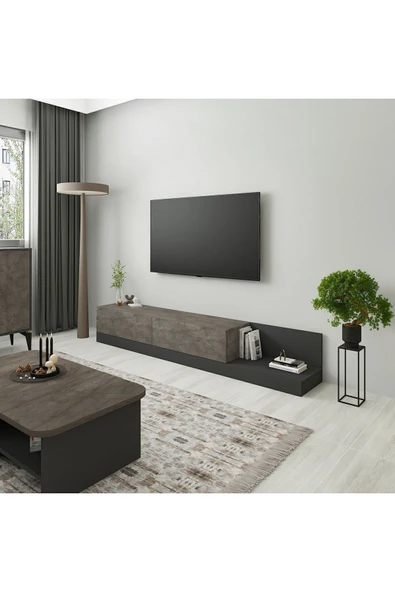İNARCH DİZAYN Majör Tv Sehpası Gordion Mermer/Antrasit - Resim 3