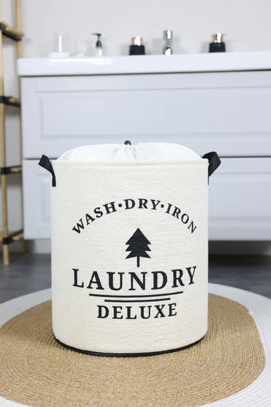 Laundry Baskılı Fileli Havlu Kıyafet Kirli Çamaşır Sepeti 37 x 40 - 8
