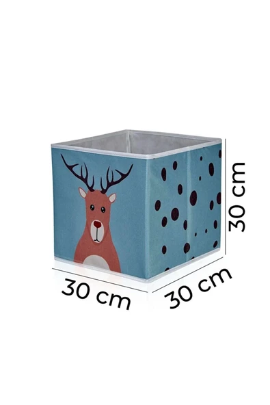 Geyik Baskılı Kapaksız Dolap Içi Çamaşır Oyuncak Düzenleyici Katlanır Saklama Kutusu 30x30x30 - 5