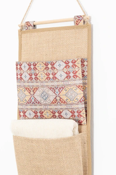 Etnik Garnili 3 Cepli Çok Amaçlı Askılı Duvar Tipi Dolap Içi Banyo Mutfak Düzenleyici Organizer 20 x 60 - 5