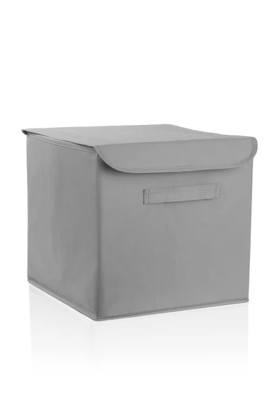 Gri Kumaş Kapaklı Saklama Kutusu Eşya Düzenleyici 30x30x30 - 4