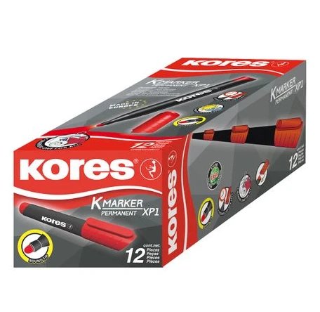 Kores K-marker Permanent Xp1, Round Tip Red Yuvarlak Uç - 3