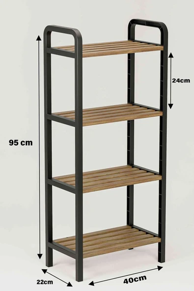 Çavdar Group Fifty Mega 4 Katlı Ahşap Ayakkabılık 40 Cm Ahşap Çubuklu 4 Bölmeli Lüks Raf Ünitesi Düzenleyici - 6