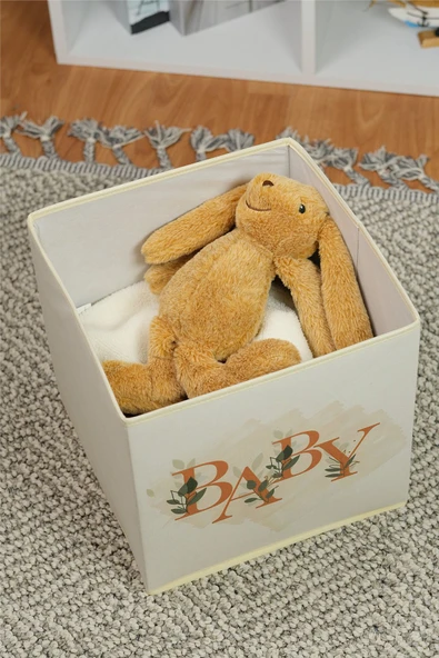 Baby Yazı Baskılı Çok Amaçlı Oyuncak Saklama Kutusu Katlanır Düzenleyici 30x30x30 - 6