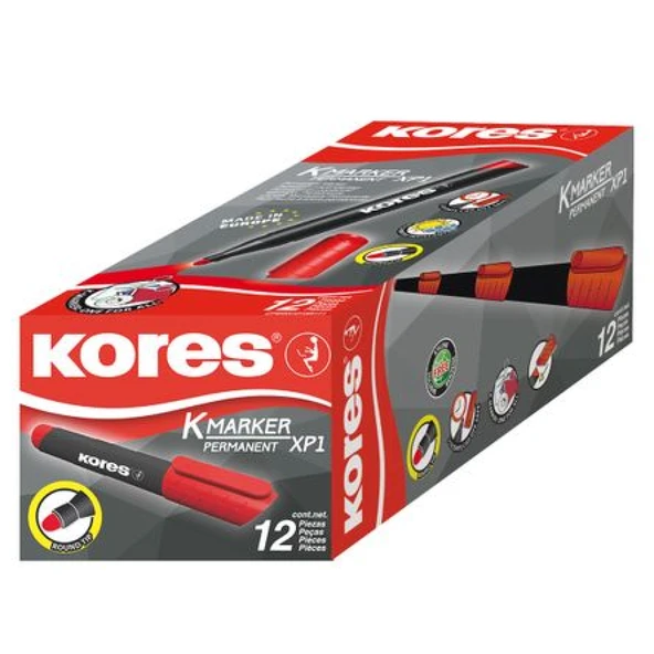 Kores K-marker Permanent Xp1, Round Tip Red Yuvarlak Uç - 6