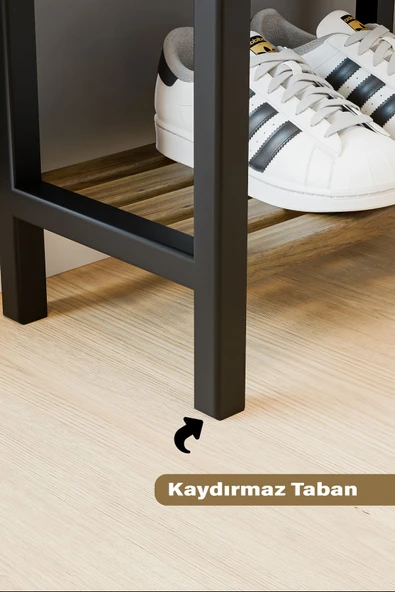 Çavdar Group Fifty Mega 4 Katlı Ahşap Ayakkabılık 40 Cm Ahşap Çubuklu 4 Bölmeli Lüks Raf Ünitesi Düzenleyici - 3