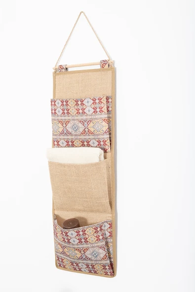 Etnik Garnili 3 Cepli Çok Amaçlı Askılı Duvar Tipi Dolap Içi Banyo Mutfak Düzenleyici Organizer 20 x 60 - 4