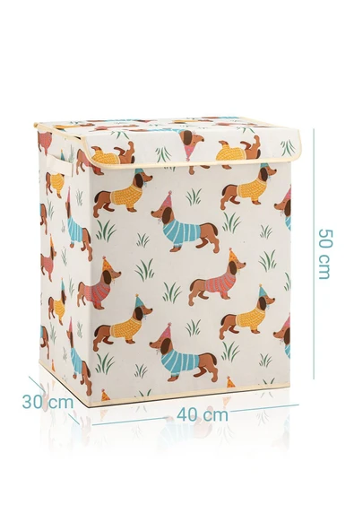 Sausage Dog Çok Amaçlı Kapaklı Oyuncak Çamaşır Saklama Kutusu Katlanır Düzenleyici 30x40x50 - 6