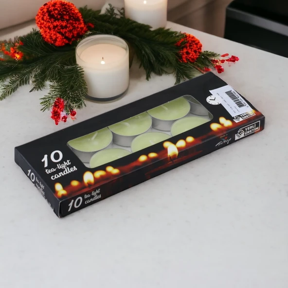 Tealight Mum 10x10 Gr Dekoratif Mumu Kandil Hediyelik Fitilli Mumluk Şamdan Krem Renk Kokusuz - 4