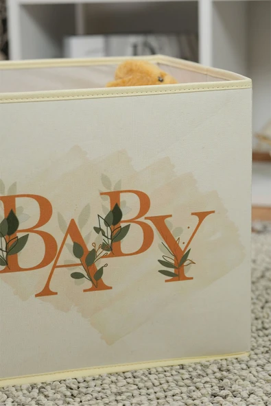 Baby Yazı Baskılı Çok Amaçlı Oyuncak Saklama Kutusu Katlanır Düzenleyici 30x30x30 - 2