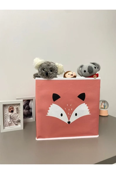 2'li Tilki Baskılı Kiremit Renk Kapaksız Kutu 30x30x30 Cm - 2